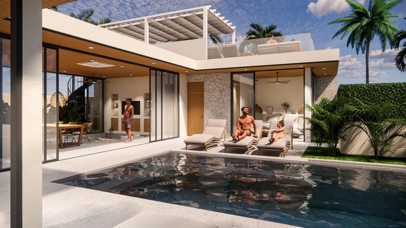 Villa mit 3 Schlafzimmern + Dachterrasse